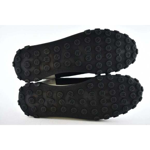 Chanel Mens 18B Black Blue Grey Nylon CC Logo Lace Low Top Trainer Sneaker 43 10 - Picture 11 of 11